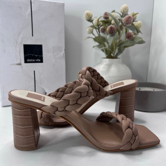 Dolce Vita Paily Croc Embossed Heel Sandal Café Stella Women 10 NWB Square Toe - Picture 7 of 11